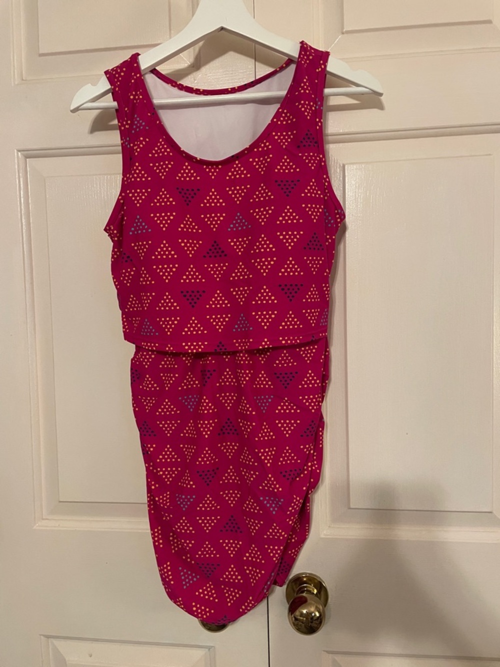 Latched Mama Pink & Purple Triangle Print Tankini Swim Set